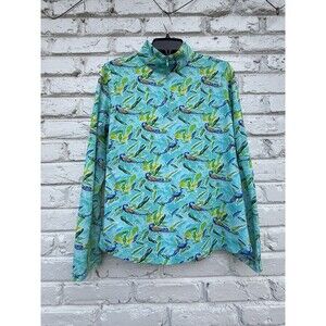 IBKUL Golf Tennis 1/4 Zip Top Pullover Shirt MEDIUM Aqua Blue Long sleeve